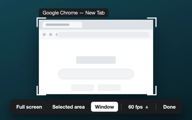 A window highlighted for capture